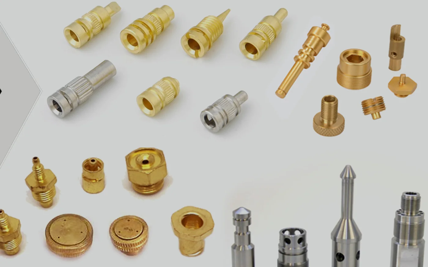 Assorted turned brass and stainless components