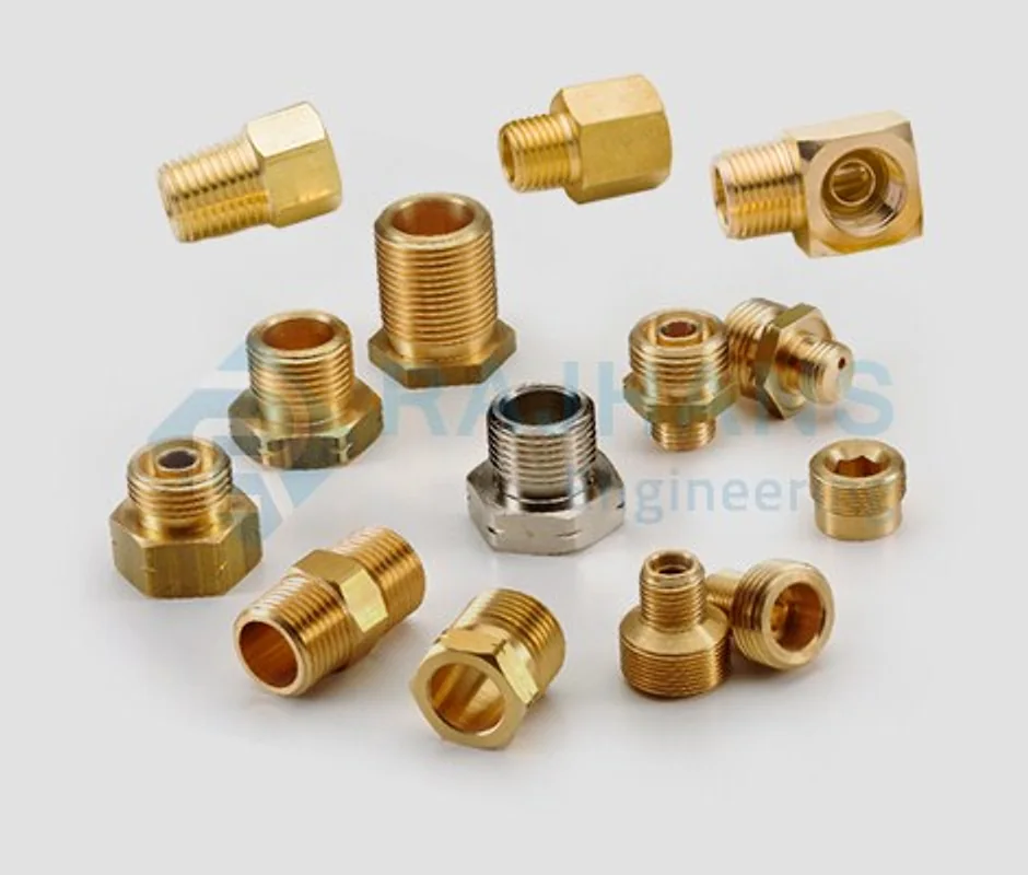 Plated and polished brass fittings after finishing