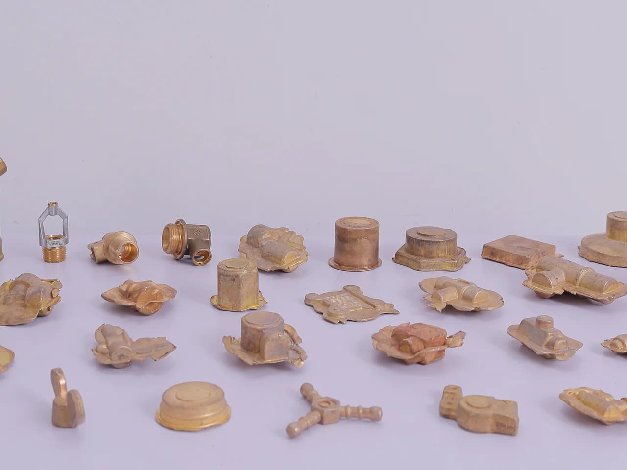 Hot-forged brass blanks — valve bodies, tees, flanges and caps before machining