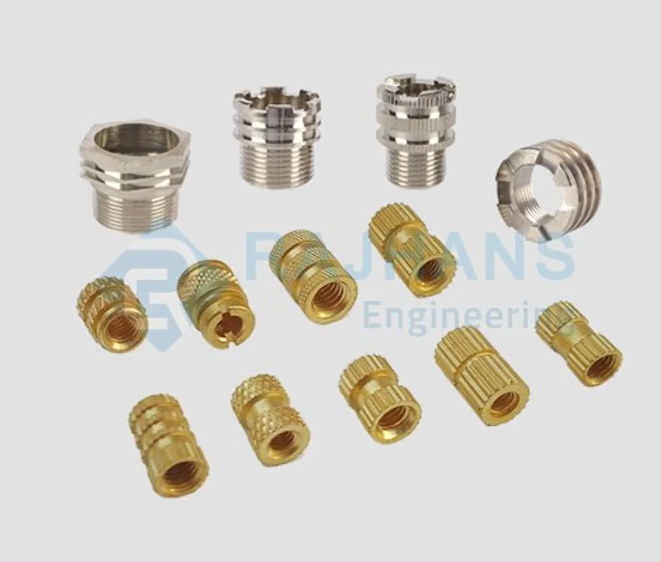 Knurled and threaded brass inserts